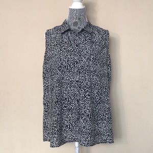 George Black/White Button Down Blouse